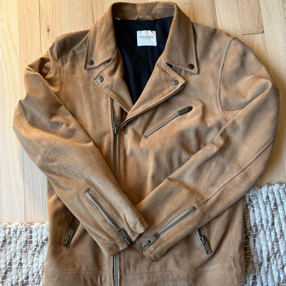 Selected Homme Men's Light Brown Suede Jacket